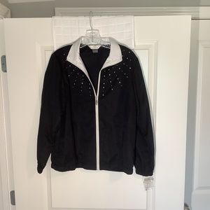 Allison Daley Ladies Lightweight Zipper Jacket Black/ White Size 8 NWT